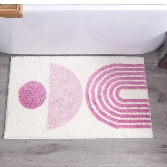 Boho Bathroom Mat Pink Home Decor Cute bathmat light pink art modern decor - Picture 5 of 6